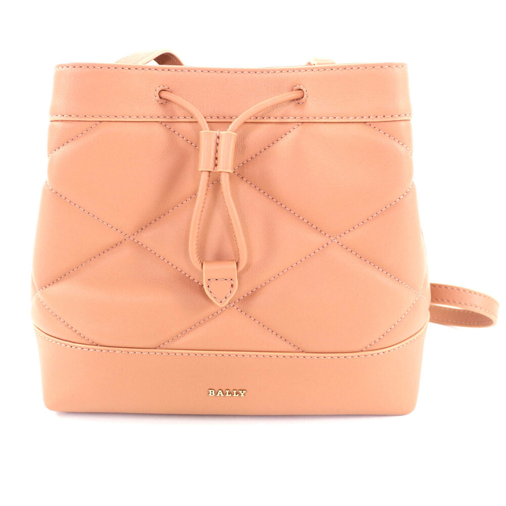 BALLY QUINCEY Quilted Leather Shoulder Bag with Logo Hardware, Pink Tones, Go...